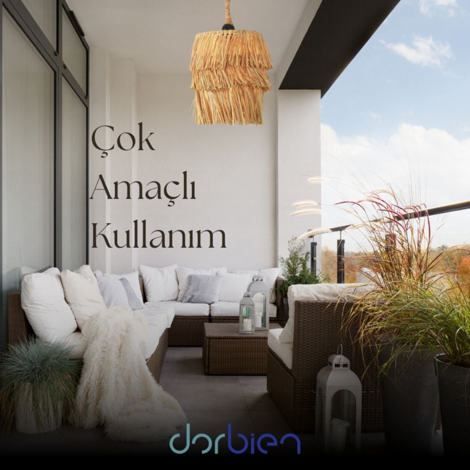 Doğal Modern Avize E27 12W 15cm Rafya Doğal Dorbien-SLR-8071