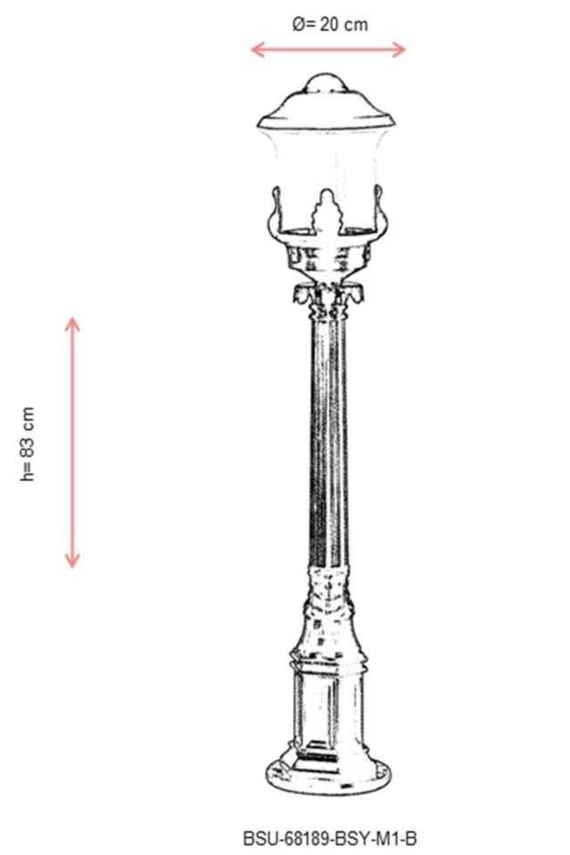 Bahçe Set Üstü Aydınlatma E27 12W 20cm ABS Siyah Dorbien-BSU-68189-BSY-M1-B