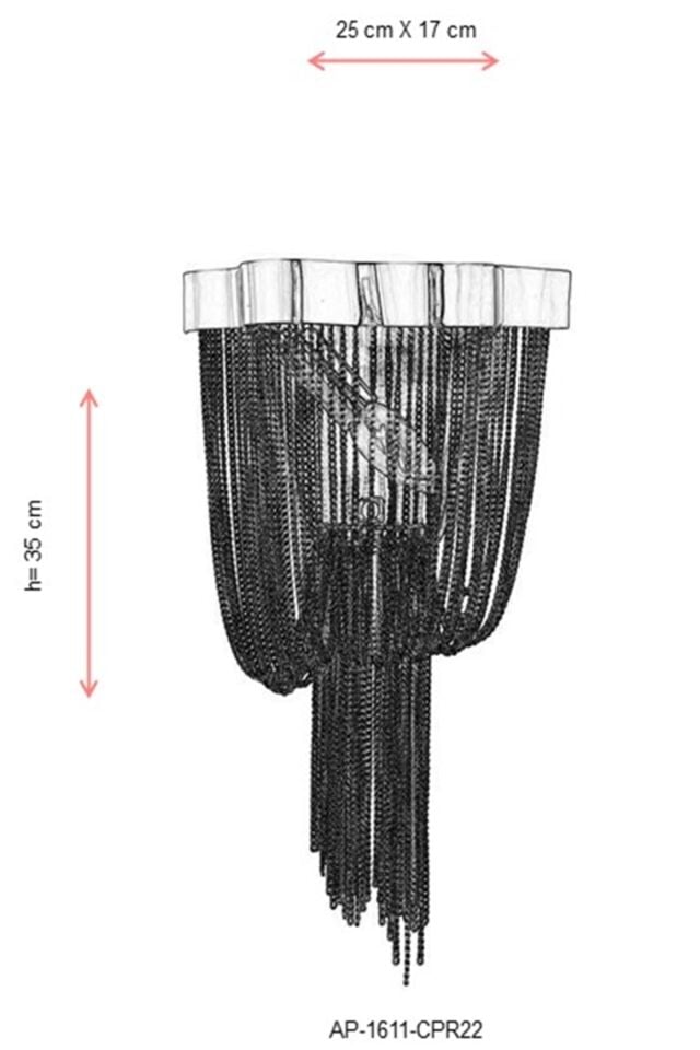 Dilruba Aplik E14 6W 25x17cm Metal Bakır Avonni-AP-1611-CPR22