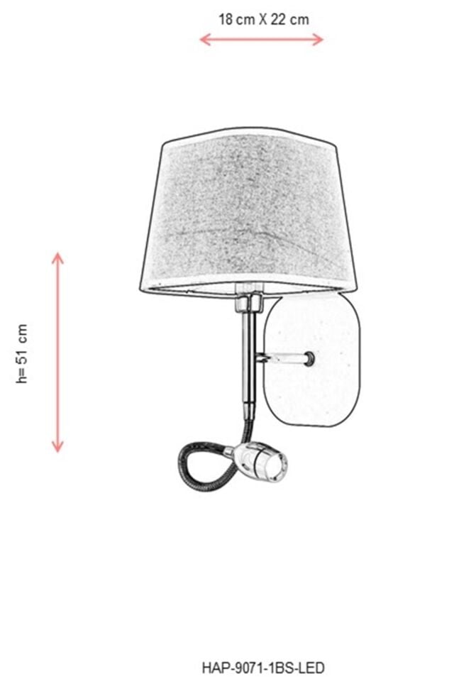 Riga Aplik E14 6W 18x22cm Metal Siyah Avonni-HAP-9071-1BS-LED