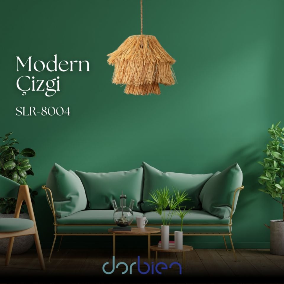 Parpata Modern Avize E27 12W 40cm Rafya Doğal Dorbien-SLR-8004