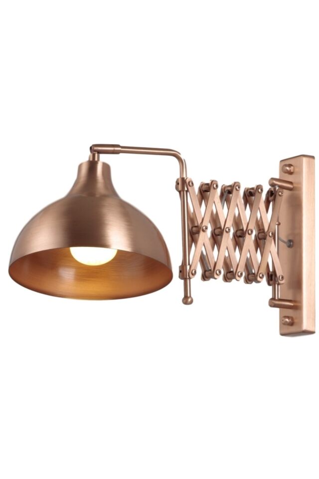 Baha Aplik E27 12W 22x45cm Metal Bakır Avonni-HAP-9082-CPR