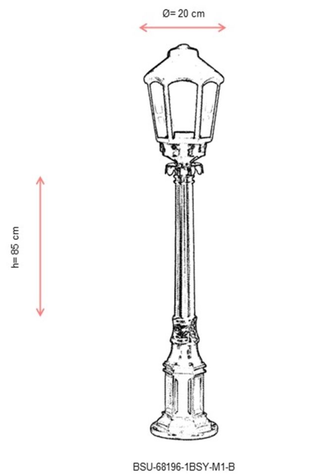Bahçe Set Üstü Aydınlatma E27 12W 20cm ABS Siyah Dorbien-BSU-68196-1BSY-M1-B