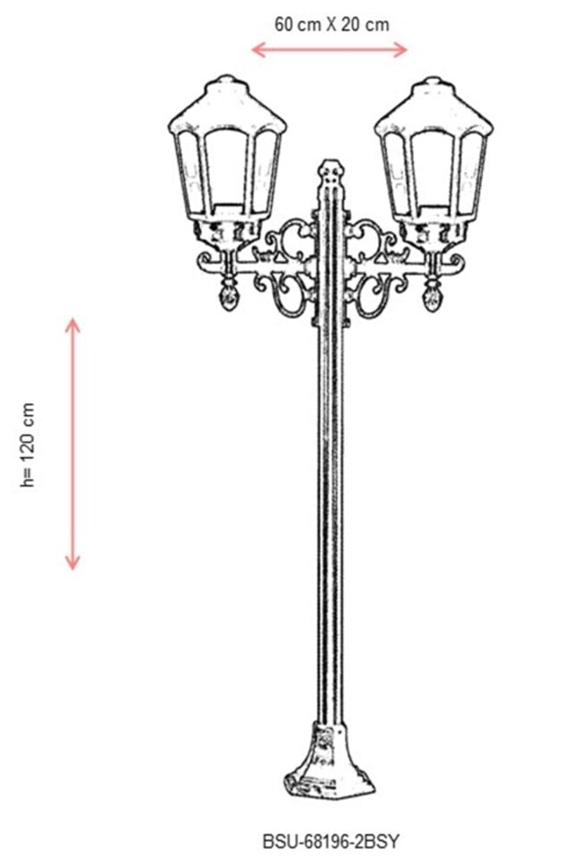 Bahçe Set Üstü Aydınlatma E27 24W 60x20cm Metal Siyah Dorbien-BSU-68196-2BSY