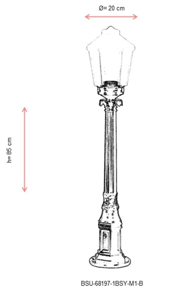 Bahçe Set Üstü Aydınlatma E27 12W 20cm ABS Siyah Dorbien-BSU-68197-1BSY-M1-B