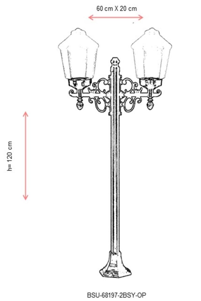Bahçe Set Üstü Aydınlatma E27 24W 60x20cm Metal Siyah Dorbien-BSU-68197-2BSY-OP
