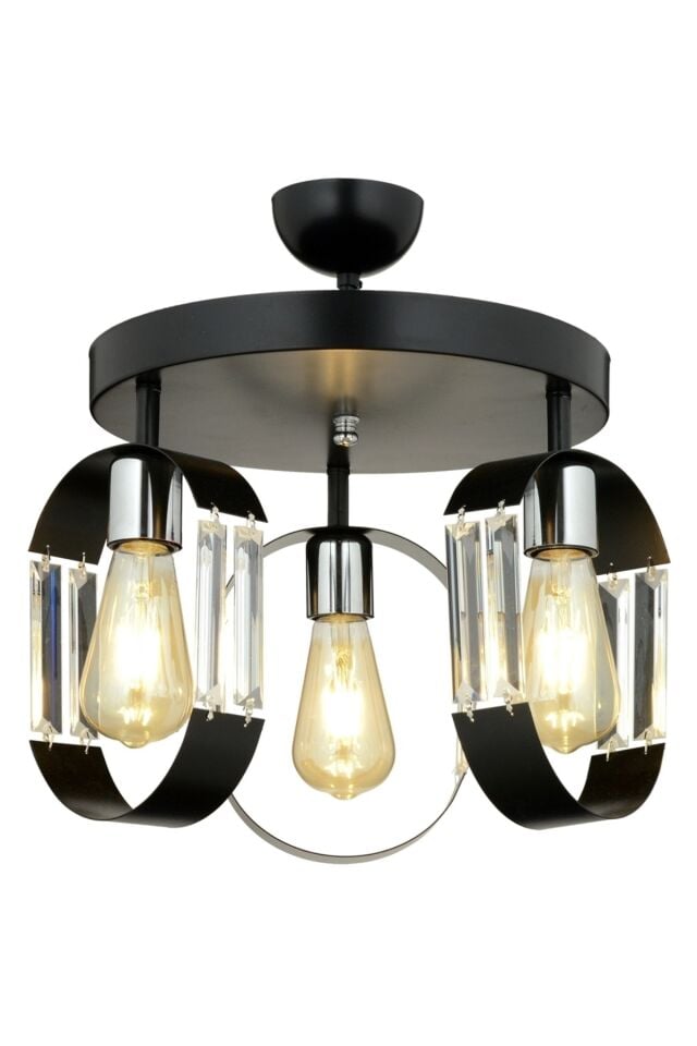 Speed Modern Avize E27 36W 40cm Metal Siyah Dorbien-FZ-7380-3Y-BSY
