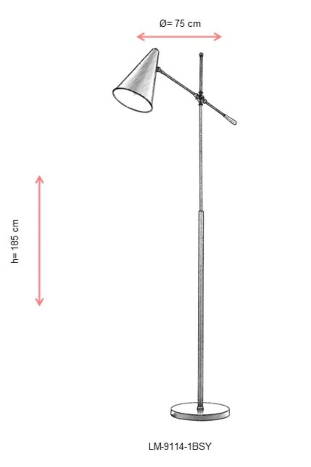 Megafon Lambader E27 12W 20x75cm Metal Siyah Avonni-LM-9114-1BSY
