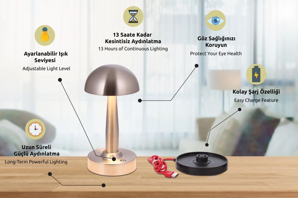 Dark Forest Çalışma Masası Lambası LED 3W 12cm Metal Nikel Avonni-ML-64004-N
