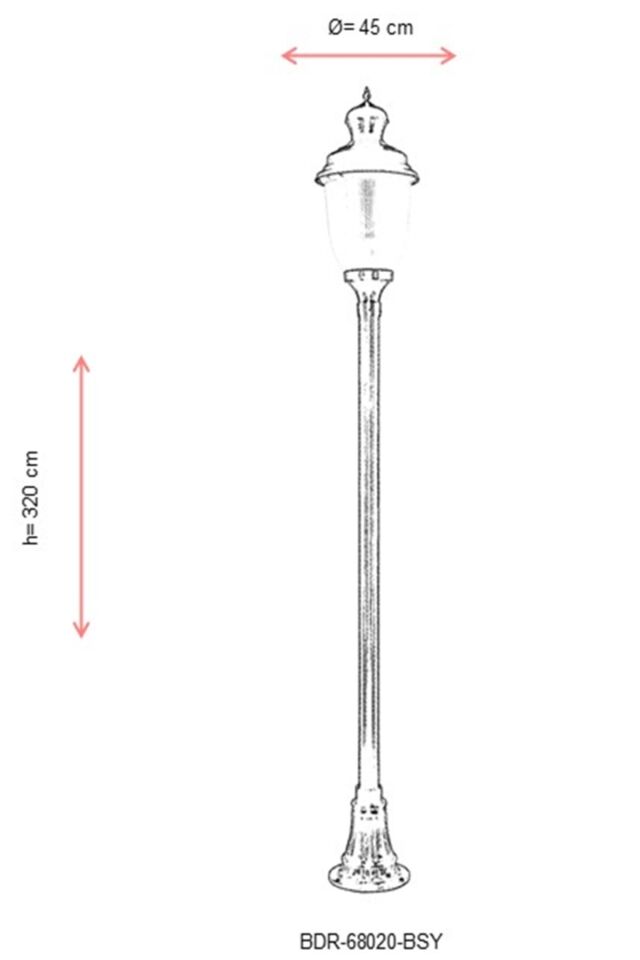 Bahçe Direkleri E27 12W 45cm Alüminyum Siyah Dorbien-BDR-68020-BSY