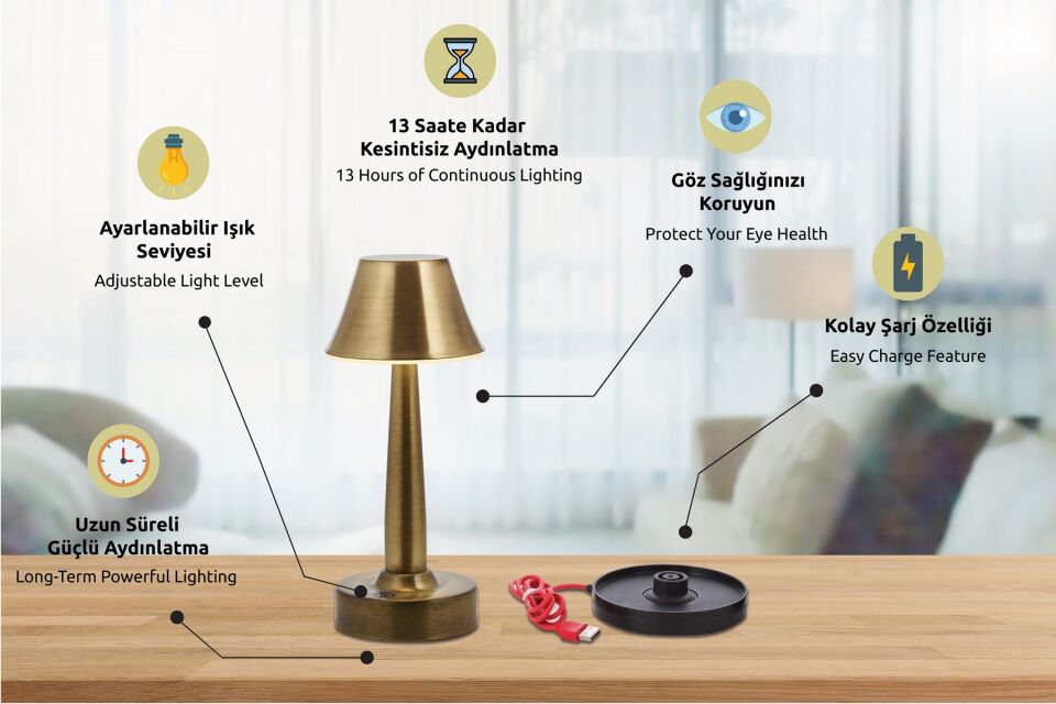 Tracy Çalışma Masası Lambası LED 3W 11cm Metal Eskitme Avonni-ML-64006-E
