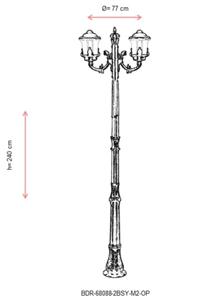 Bahçe Direkleri E27 24W 77cm Alüminyum Siyah Dorbien-BDR-68088-2BSY-M2-OP