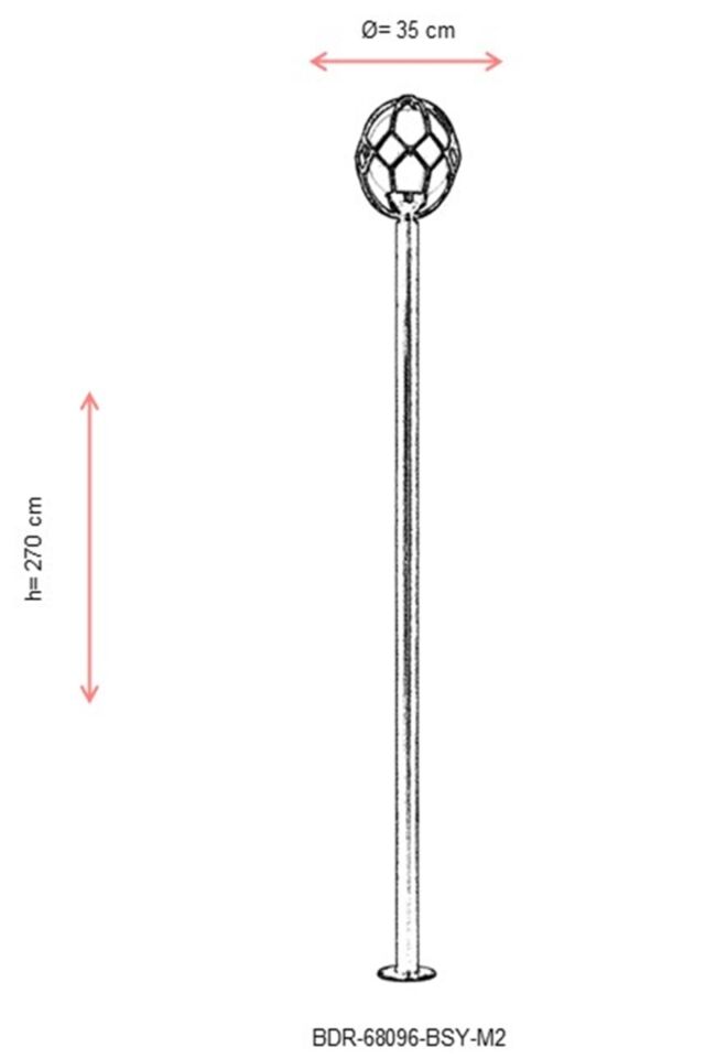 Bahçe Direkleri E27 12W 35cm Metal Siyah Dorbien-BDR-68096-BSY-M2
