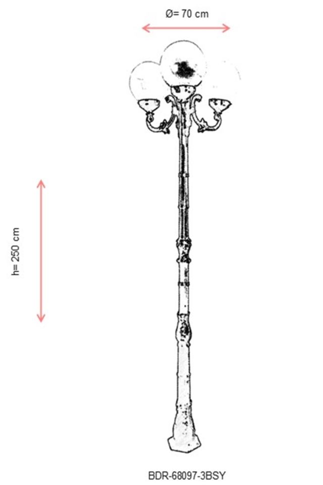 Bahçe Direkleri E27 36W 70cm Alüminyum Siyah Dorbien-BDR-68097-3BSY