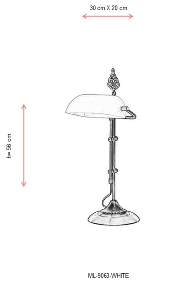 Lara Çalışma Masası Lambası E27 12W 30x20cm Metal Eskitme Avonni-ML-9063-WHITE