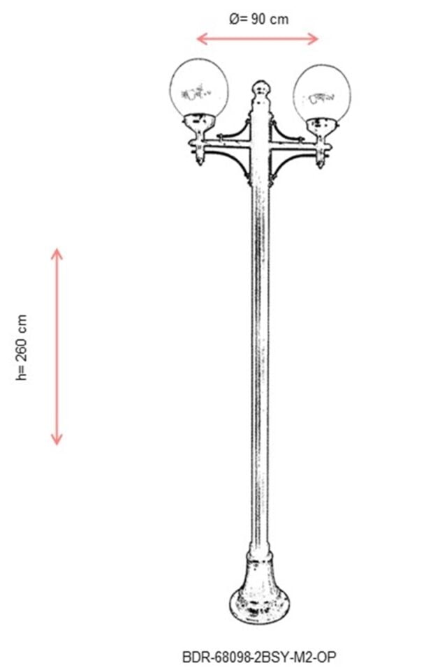 Bahçe Direkleri E27 24W 90cm Alüminyum Siyah Dorbien-BDR-68098-2BSY-M2-OP