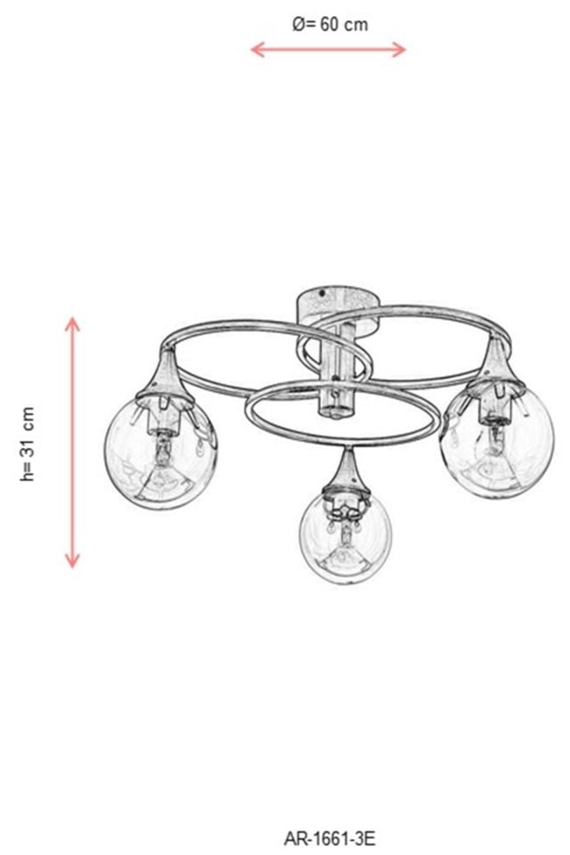 Kayık Modern Avize E27 36W 60cm Metal Eskitme Avonni-AR-1661-3E
