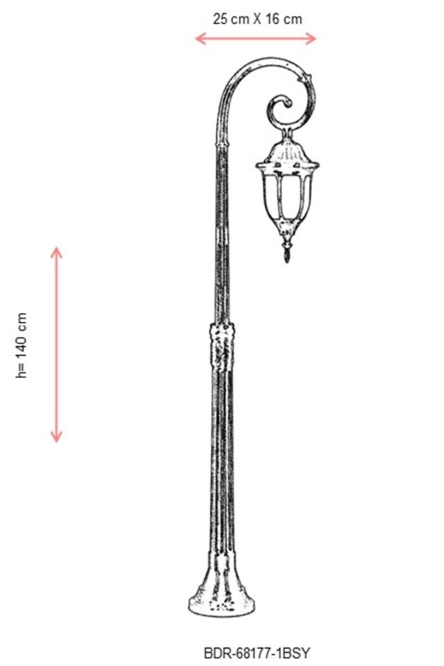 Bahçe Direkleri E27 12W 25x16cm Çelik Boru Siyah Dorbien-BDR-68177-1BSY
