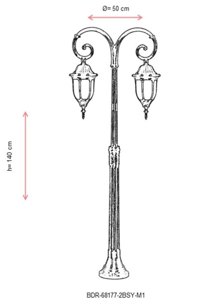 Bahçe Direkleri E27 24W 50cm Çelik Boru Siyah Dorbien-BDR-68177-2BSY-M1