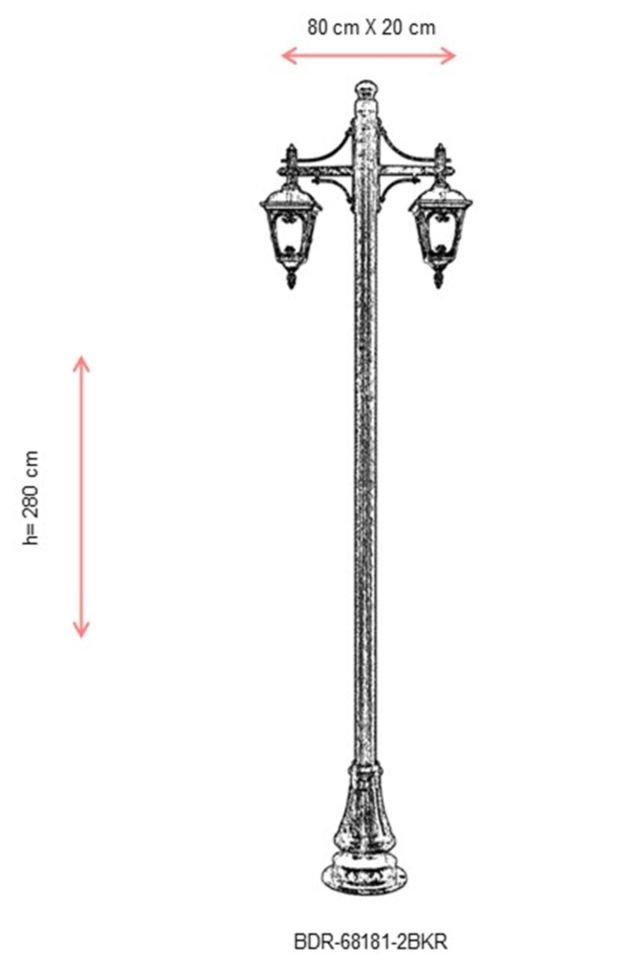 Bahçe Direkleri E27 24W 80x20cm Çelik Boru Kahverengi Dorbien-BDR-68181-2BKR