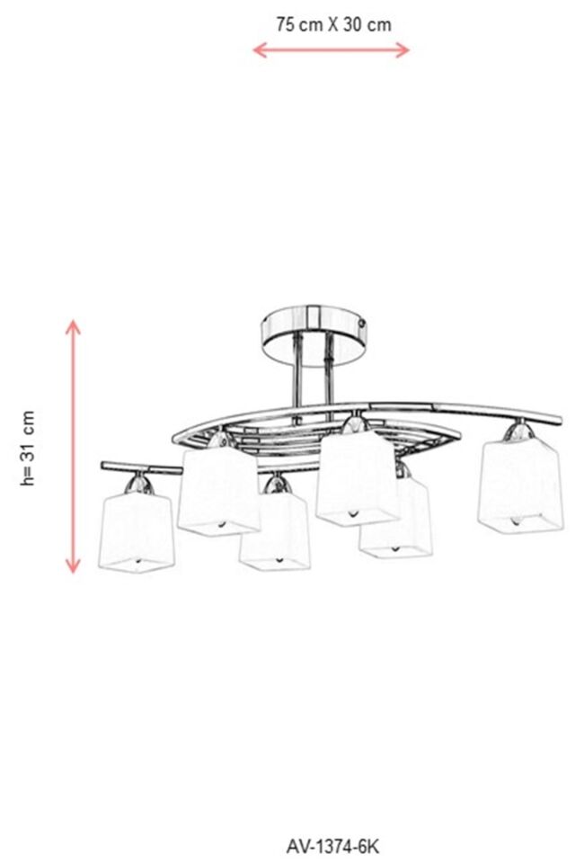 Sena Modern Avize E27 72W 75x30cm Metal Krom Avonni-AV-1374-6K