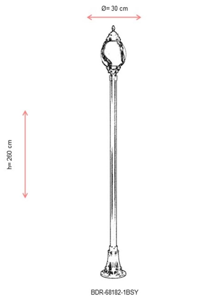 Bahçe Direkleri E27 12W 30cm Alüminyum Siyah Dorbien-BDR-68182-1BSY