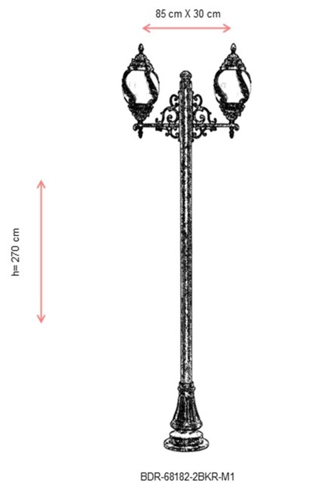 Bahçe Direkleri E27 24W 85x30cm Alüminyum Kahverengi Dorbien-BDR-68182-2BKR-M1