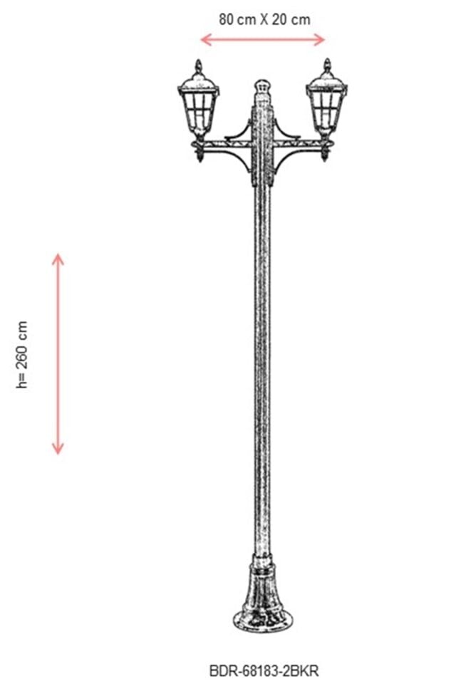 Bahçe Direkleri E27 24W 80x20cm Çelik Boru Kahverengi Dorbien-BDR-68183-2BKR
