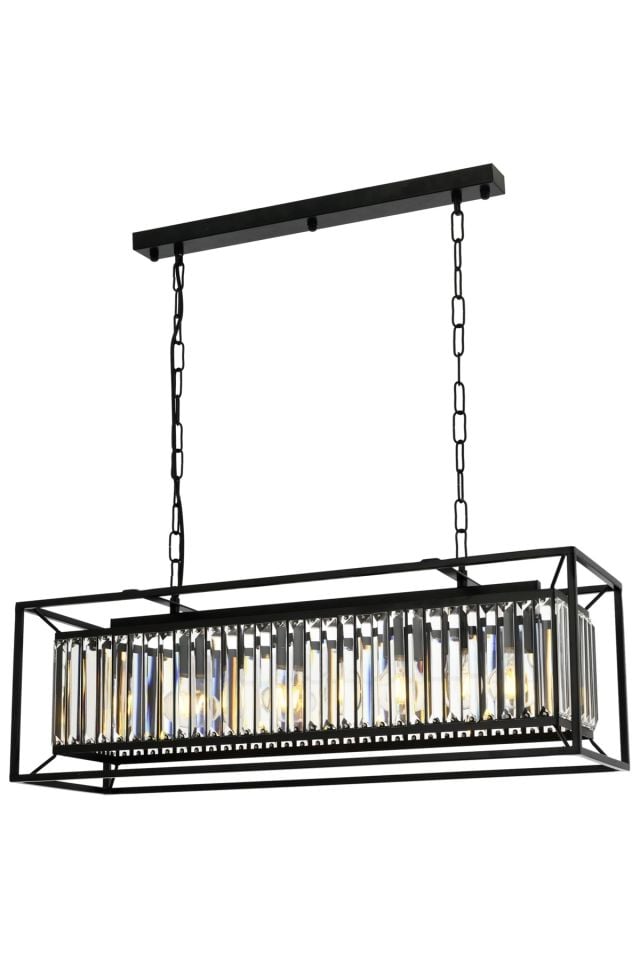 Arthur Modern Avize E27 48W 80x22cm Metal Siyah Avonni-AV-1667-4Y-BSY