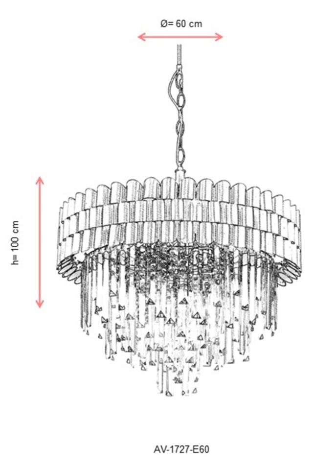 City Klasik Avize E27 72W 60cm Metal Eskitme Avonni-AV-1727-E60