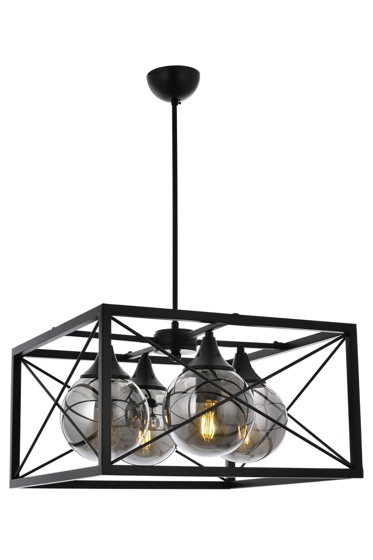 X Modern Avize E27 48W 45cm Metal Siyah Avonni-AV-1732-4BSY