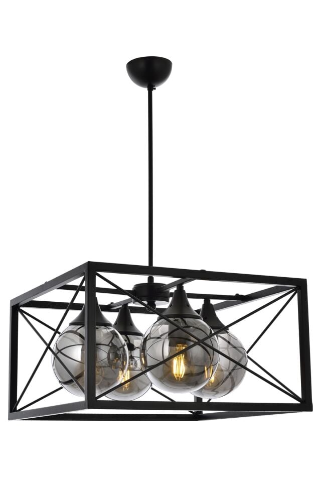 X Modern Avize E27 48W 45cm Metal Siyah Avonni-AV-1732-4BSY