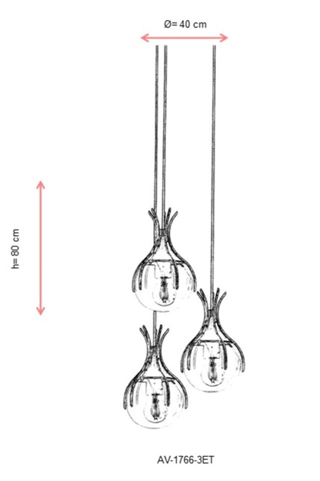 Kasım Modern Avize E27 36W 40cm Metal Eskitme Avonni-AV-1766-3ET
