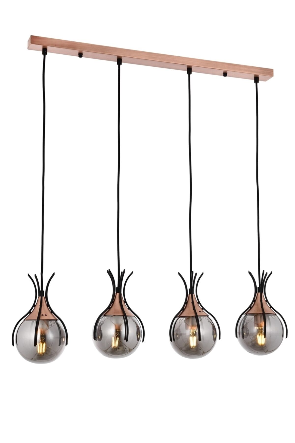 Kasım Modern Avize E27 48W 70x13cm Metal Siyah Avonni-AV-1766-4Y-BSY