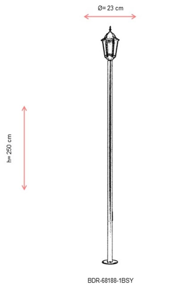 Bahçe Direkleri E27 12W 23cm Çelik Boru Siyah Dorbien-BDR-68188-1BSY