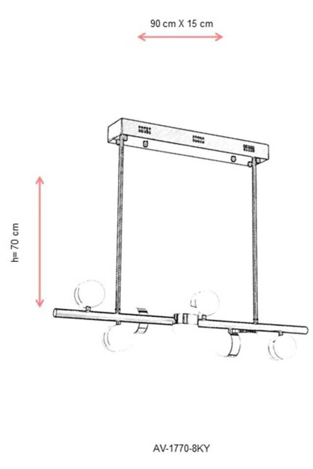 Roll Modern Avize LED 80W 90x15cm Metal Krom Avonni-AV-1770-8KY