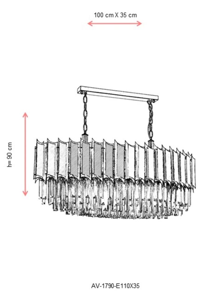 Hurricane Modern Avize E27 84W 110x35cm Metal Eskitme Avonni-AV-1790-E110X35