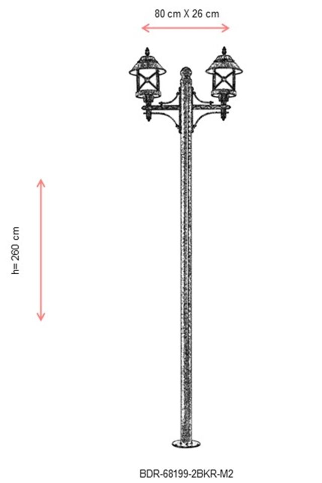 Bahçe Direkleri E27 24W 80x26cm Çelik Boru Kahverengi Dorbien-BDR-68199-2BKR-M2
