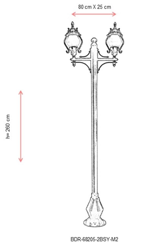 Bahçe Direkleri E27 24W 80x25cm Çelik Boru Siyah Dorbien-BDR-68205-2BSY-M2