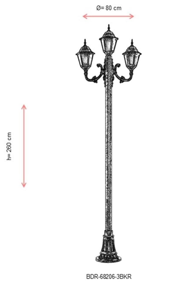 Bahçe Direkleri E27 36W 80cm Çelik Boru Kahverengi Dorbien-BDR-68206-3BKR