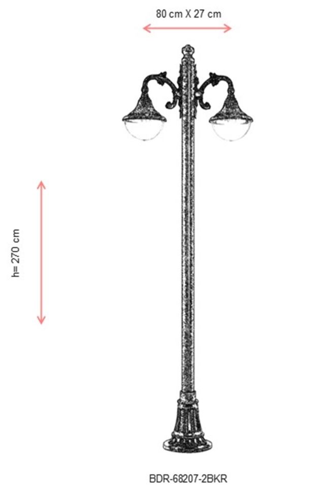 Bahçe Direkleri E27 24W 80x27cm Çelik Boru Kahverengi Dorbien-BDR-68207-2BKR