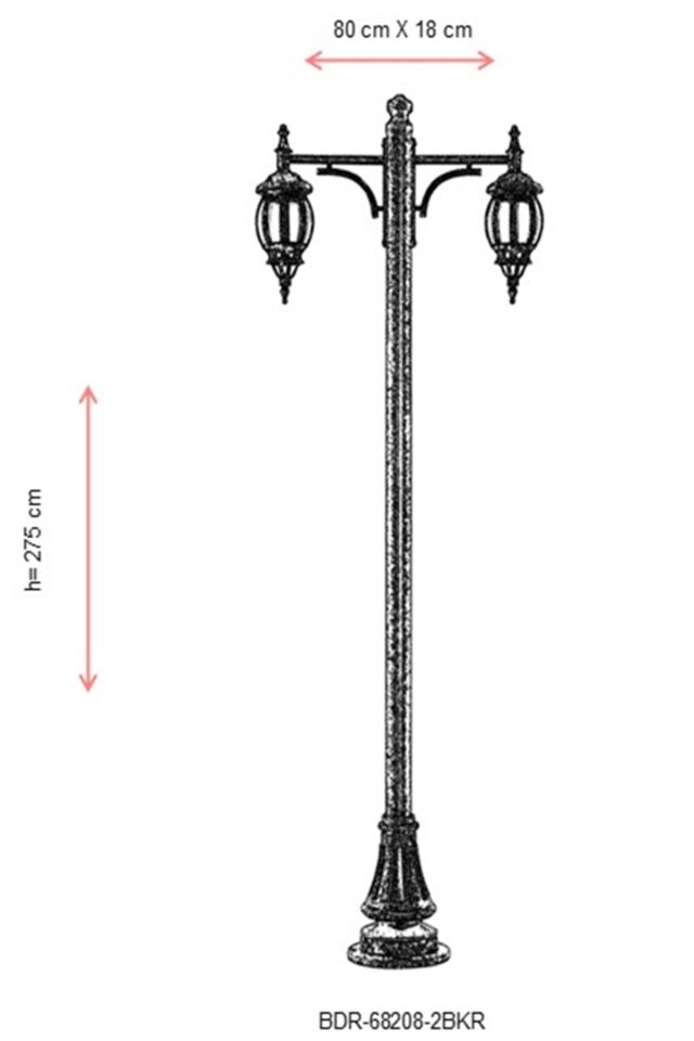 Bahçe Direkleri E27 24W 80x18cm Çelik Boru Kahverengi Dorbien-BDR-68208-2BKR