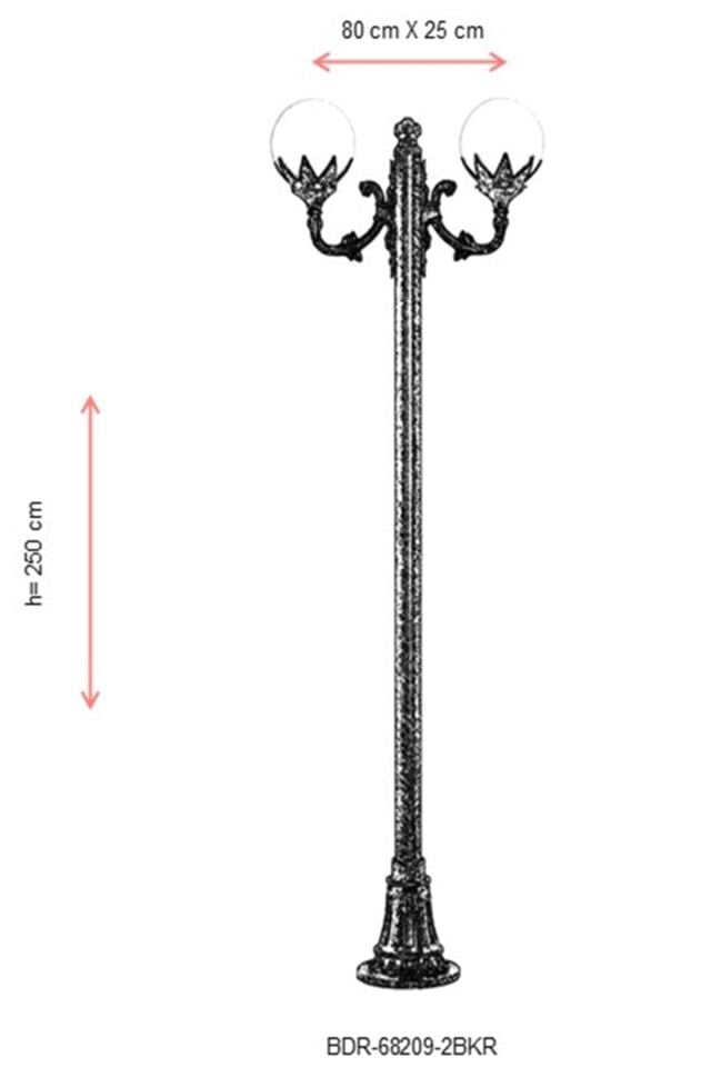 Bahçe Direkleri E27 24W 80x25cm Çelik Boru Kahverengi Dorbien-BDR-68209-2BKR