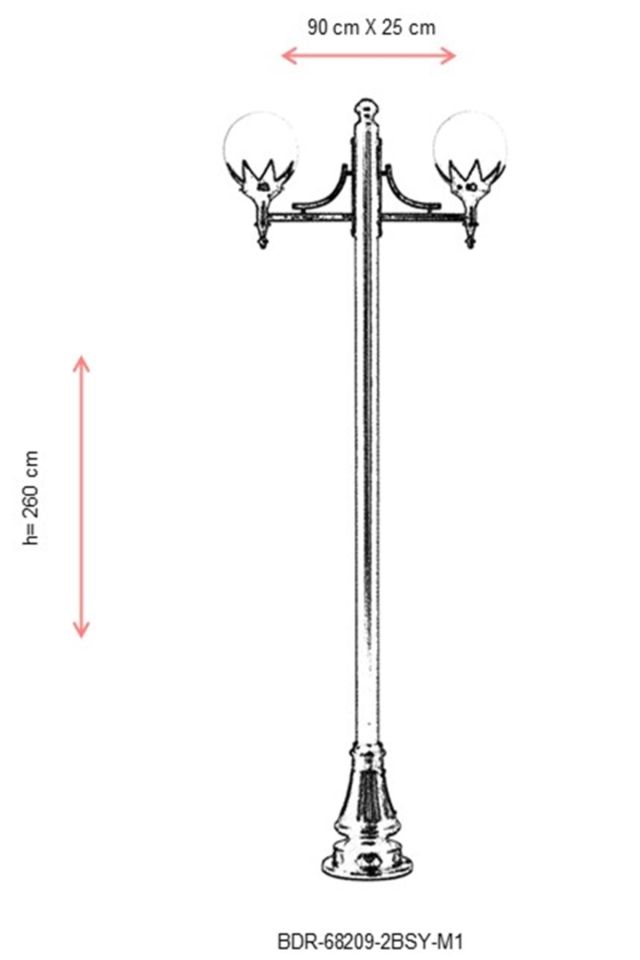 Bahçe Direkleri E27 24W 90x25cm Çelik Boru Siyah Dorbien-BDR-68209-2BSY-M1