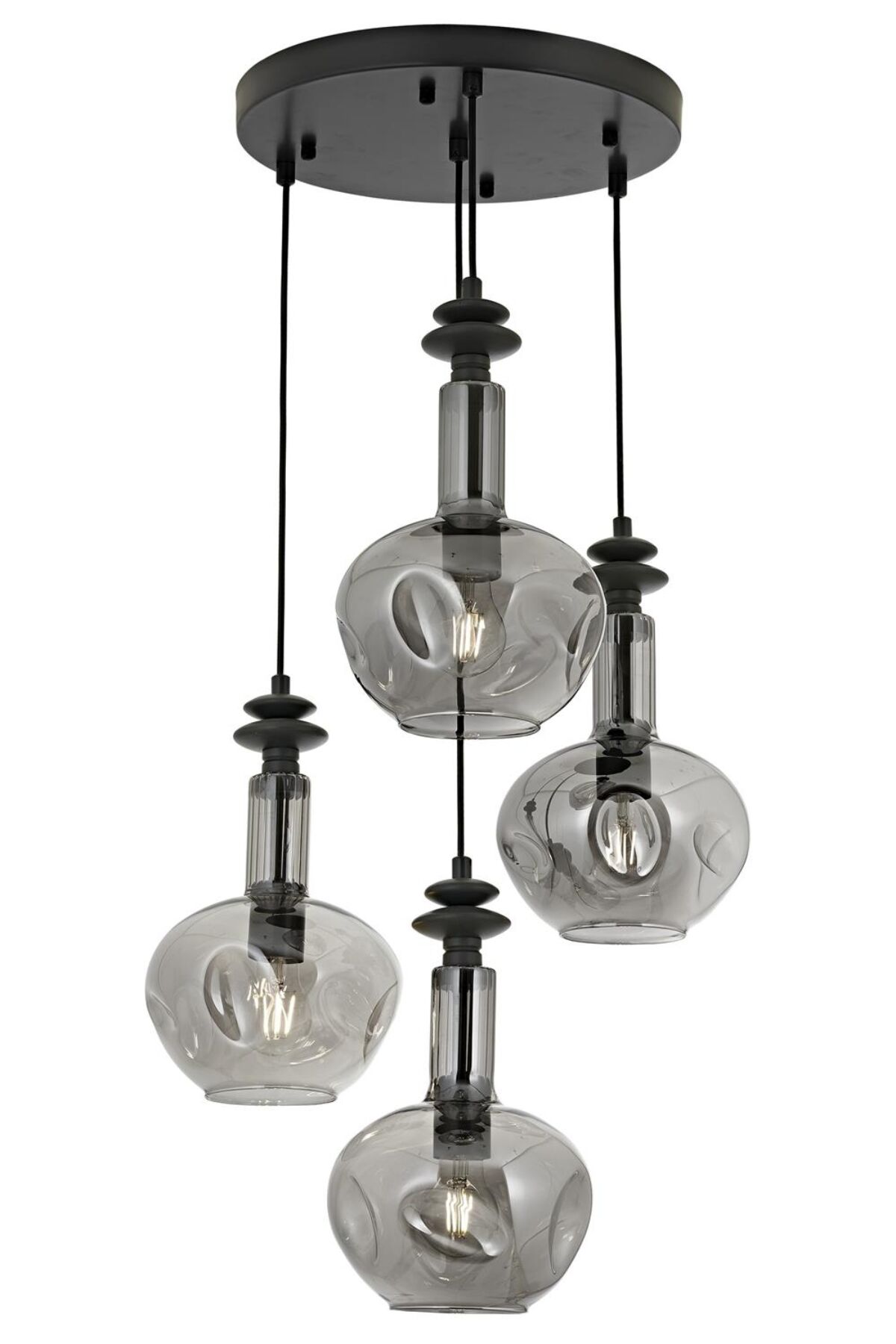 Bone Modern Avize E27 48W 35cm Metal Siyah Avonni-AV-1912-4T-GR