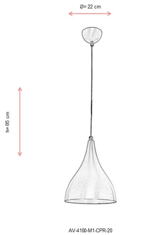 Mimoza Sarkıt E27 12W 22cm Metal Bakır Avonni-AV-4100-M1-CPR-20