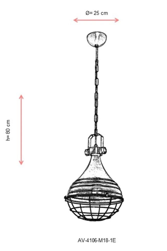 Akasya Sarkıt E27 12W 25cm Metal Eskitme Avonni-AV-4106-M18-1E
