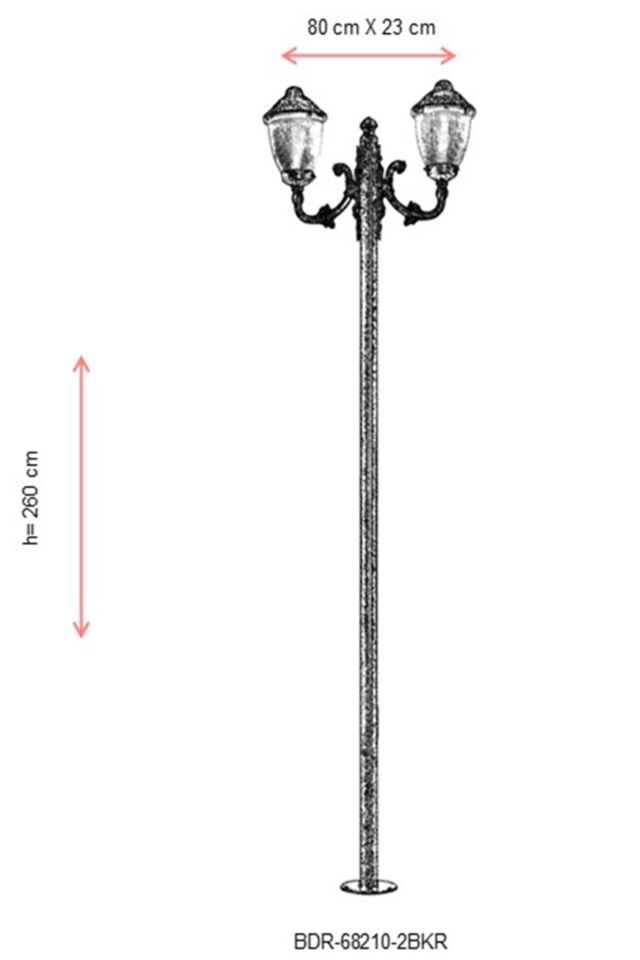 Bahçe Direkleri E27 24W 80x23cm Çelik Boru Kahverengi Dorbien-BDR-68210-2BKR