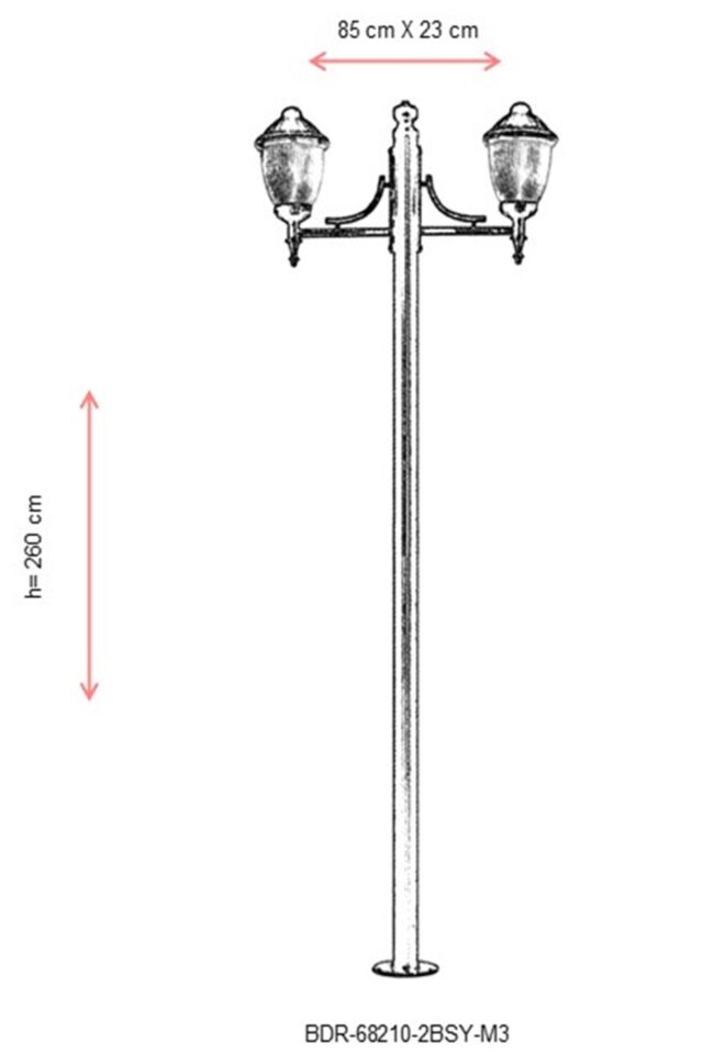 Bahçe Direkleri E27 24W 85x23cm Çelik Boru Siyah Dorbien-BDR-68210-2BSY-M3