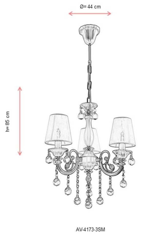Salto Klasik Avize E14 18W 44cm Metal Sarı Avonni-AV-4173-3SM